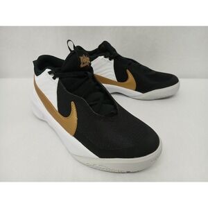Nike Kids Team Hustle D 10 Basketball Shoes CW6735-002 Black‎ Gold Sz 5.5
